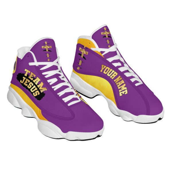 Team Jesus Customized Purple Jesus Basketball Shoes With Thick Soles, Gift For Jesus Lovers