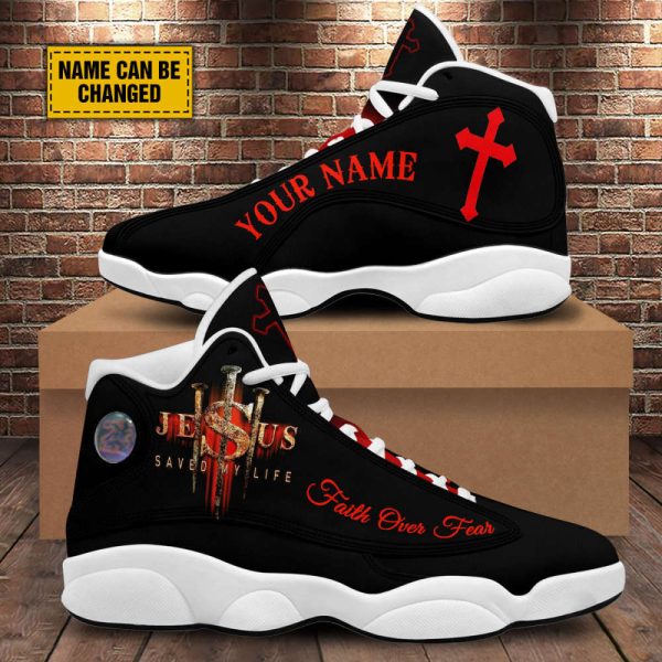 Jesus Saved My Life Customized Jesus Basketball Shoes With Thick Soles, Gift For Jesus Lovers