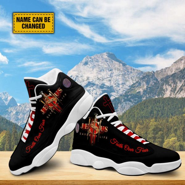 Jesus Saved My Life Customized Jesus Basketball Shoes With Thick Soles, Gift For Jesus Lovers