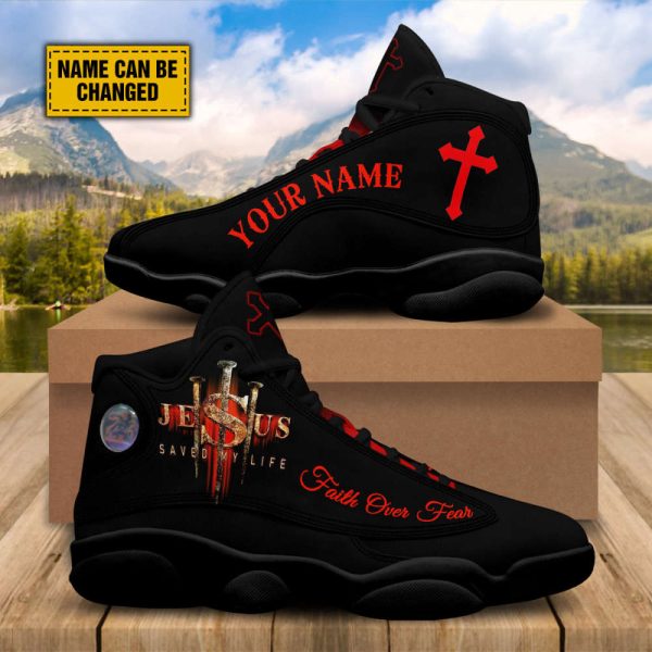 Jesus Saved My Life Customized Jesus Basketball Shoes With Thick Soles, Gift For Jesus Lovers