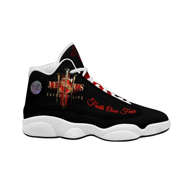 Jesus Saved My Life Customized Jesus Basketball Shoes With Thick Soles, Gift For Jesus Lovers