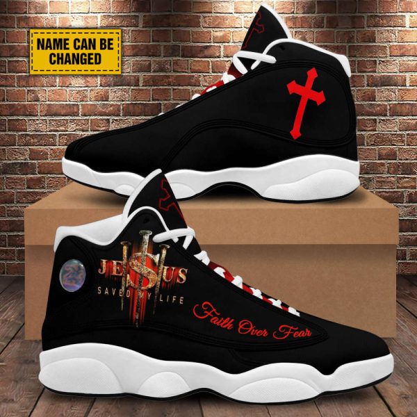 Jesus Saved My Life Customized Jesus Basketball Shoes With Thick Soles, Gift For Jesus Lovers