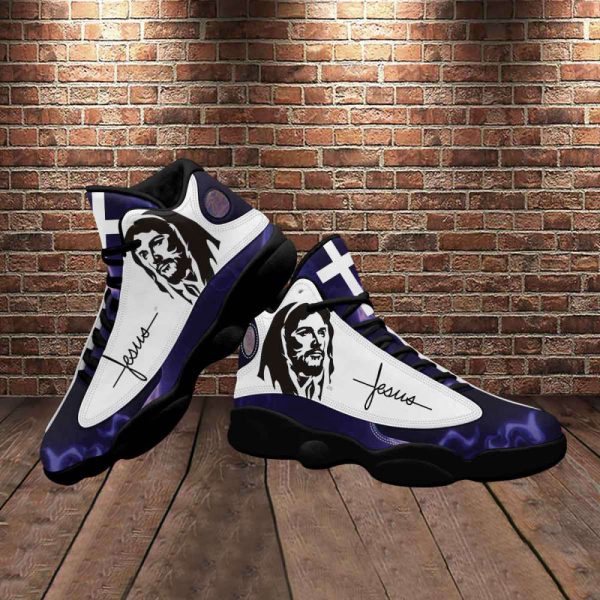 Walk By Faith Jesus Cross Jesus Drawing Basketball Shoes With Thick Soles, Gift For Jesus Lovers