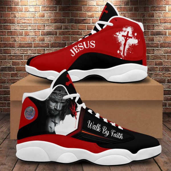 Walk By Faith Customized Jesus Basketball Shoes With Thick Soles, Gift For Jesus Lovers