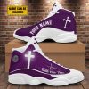 Faith Over Fear Customized Purple Jesus Basketball Shoes With Thick Soles, Gift For Jesus Lovers