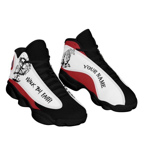 Personalized Walk By Faith Lion Of Judah Jesus Drawing Basketball Shoes For Jesus Lovers