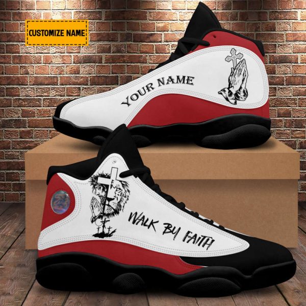 Personalized Walk By Faith Lion Of Judah Jesus Drawing Basketball Shoes For Jesus Lovers