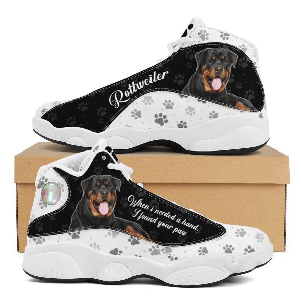 Rottweiler When I Needit A Hand I Found Your Paw Basketball Shoes, Gift For Dog Lover