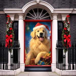 Christmas Front Door Cover Funny Dog,…