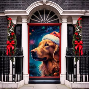 Entry Door Cover, Funny Dog Christmas…