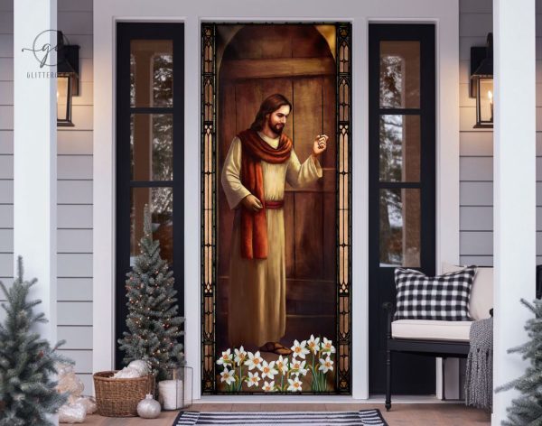 Christian Door Cover, Christian Knocking At The Door Front Door, Gift For Home Decor