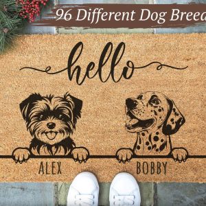 Dog Hello Doormat, Custom Dog Name…