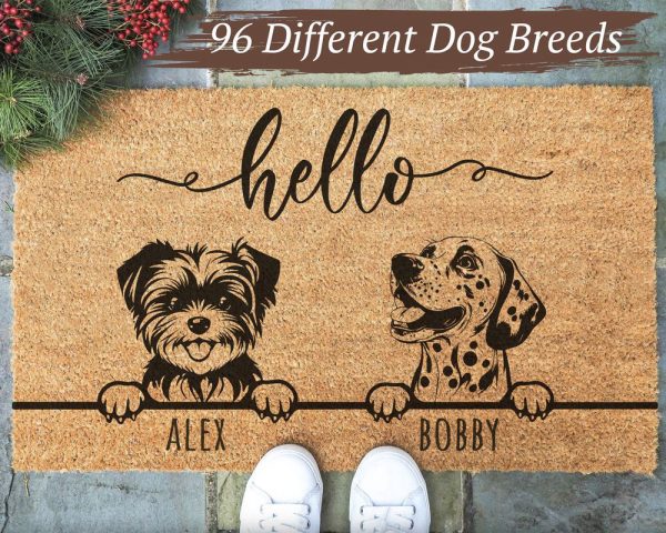 Dog Hello Doormat, Custom Dog Name Doormat, Personalized Doormat, Gift For Dog Lover