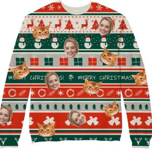 Custom Face Funny Christmas Sweatshirt Leds,…
