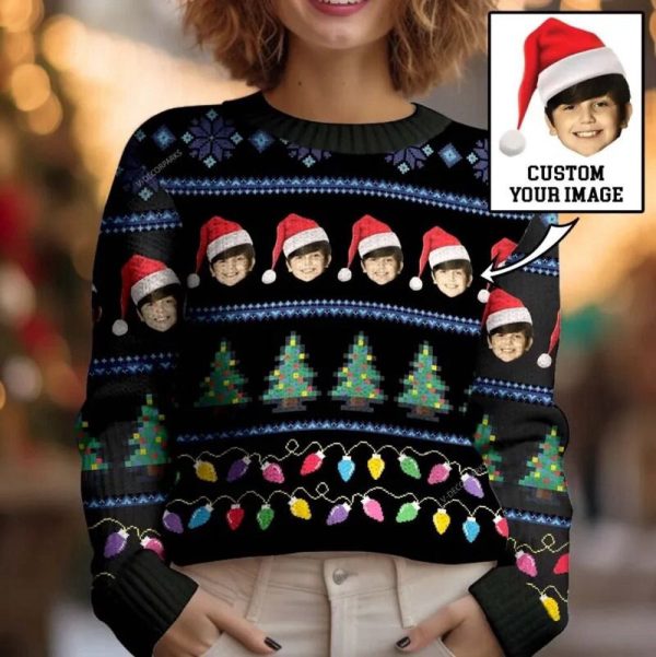 Custom Face Ugly Christmas Sweater, Personalized Face Photo Christmas Gift