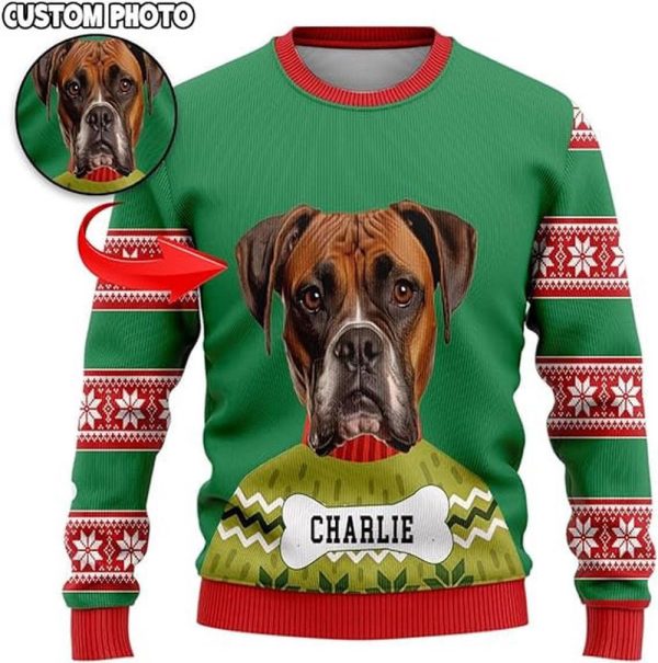 Custom Dog Photo Ugly Christmas Sweater, Personalized Dog Photo Sweater For Dog Lover