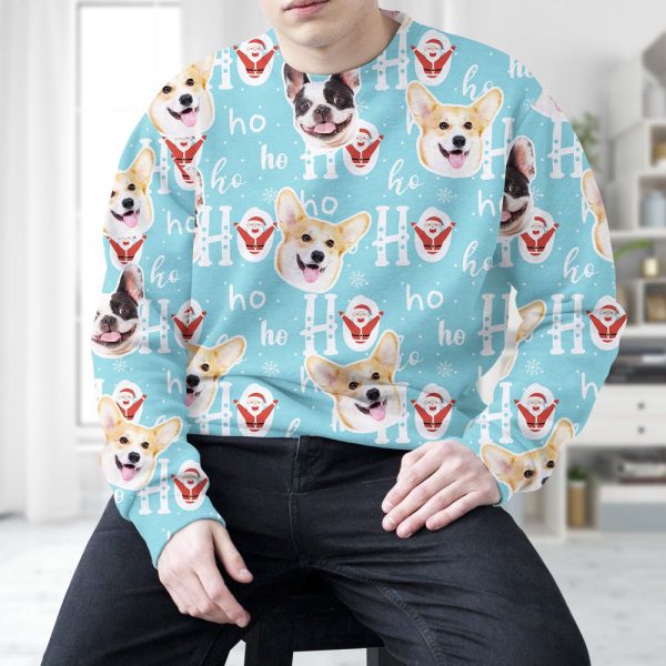 Custom Ugly Christmas Sweater Picture, Dog Custom Photo Sweater For Men Women