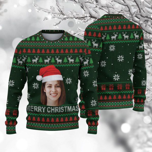 Custom Face Sweater, Christmas Ugly Sweatshirt, Personalized Face Photo Christmas Gift