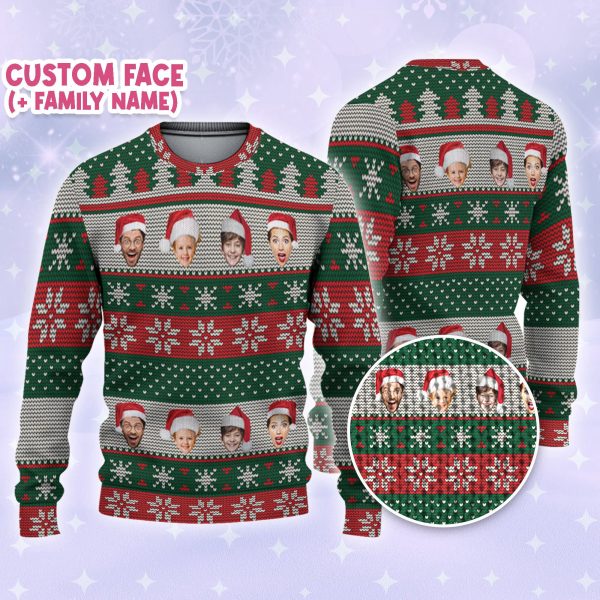 Custom Face Ugly Sweater, Personalized Photo Ugly Sweater, Best Gift For Family
