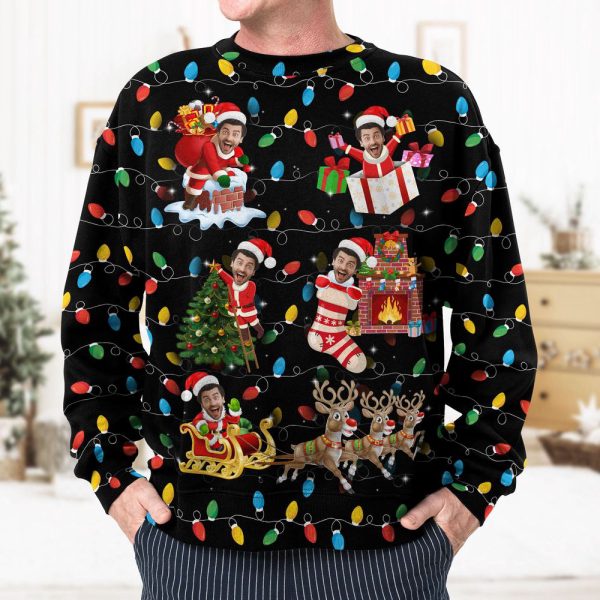 Custom Face Christmas Sweatshirt, Family Ugly Christmas Sweatshirt, For Men And Women