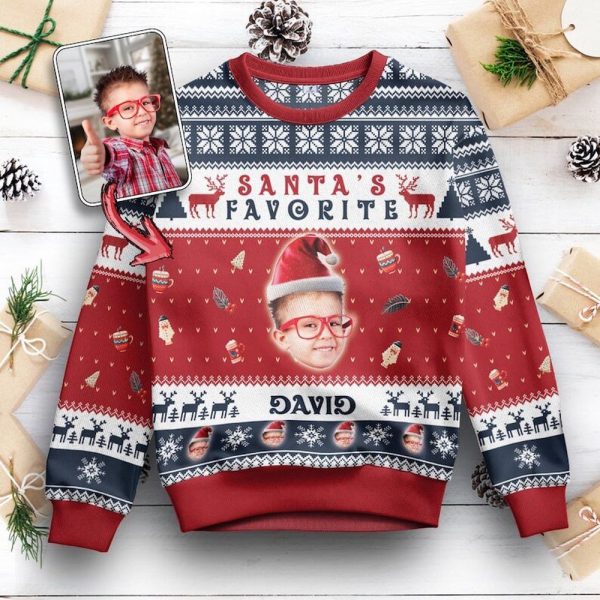 Custom Face Sweater, Christmas Ugly Sweater, Personalized Face Photo For Family
