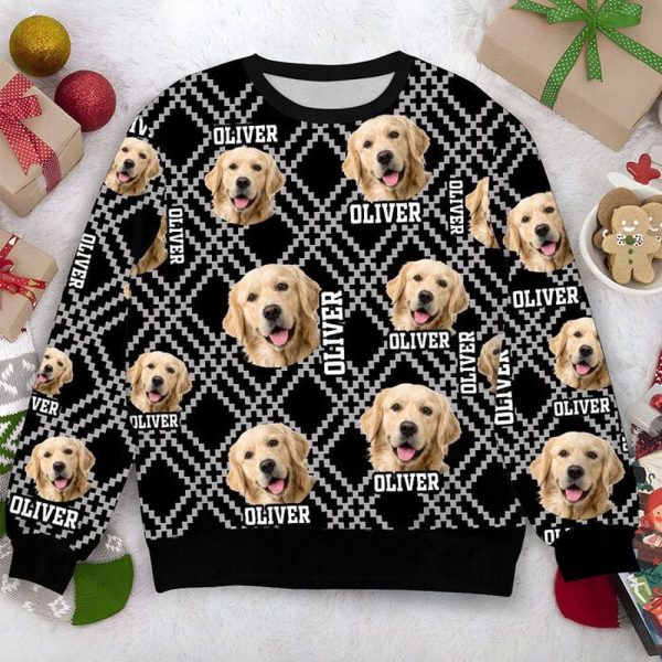 Persionalized Dog Christmas Ugly Sweater, Custom Photo Dog Sweater, For Dog Lovers