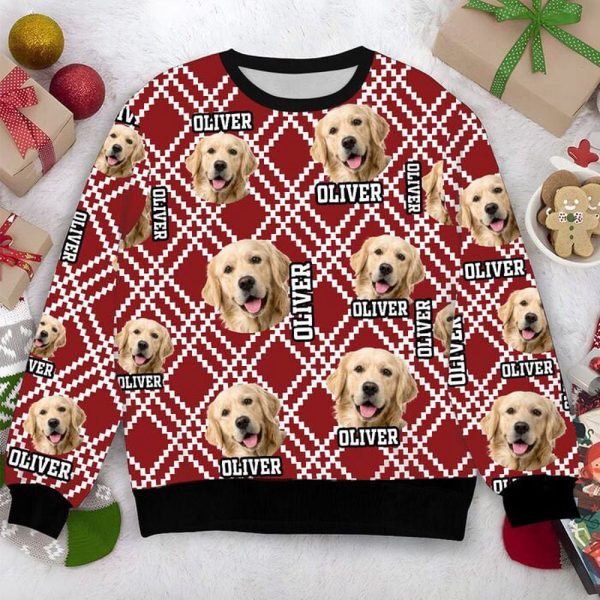 Persionalized Dog Christmas Ugly Sweater, Custom Photo Dog Sweater, For Dog Lovers