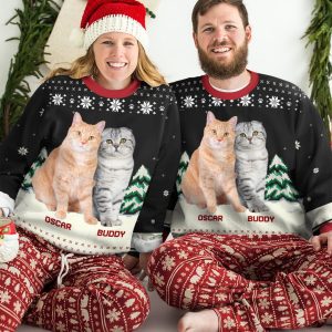 Persionalized Cat Christmas Ugly Sweater, Custom…