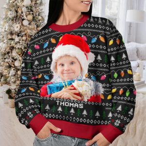Personalized Photo Christmas Ugly Sweatshirt, Xmas…