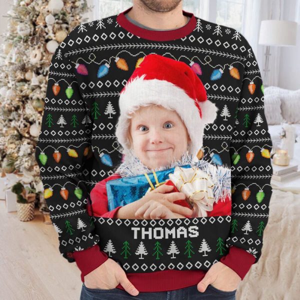 Personalized Photo Christmas Ugly Sweatshirt, Xmas Ugly Sweater, Gift For Family