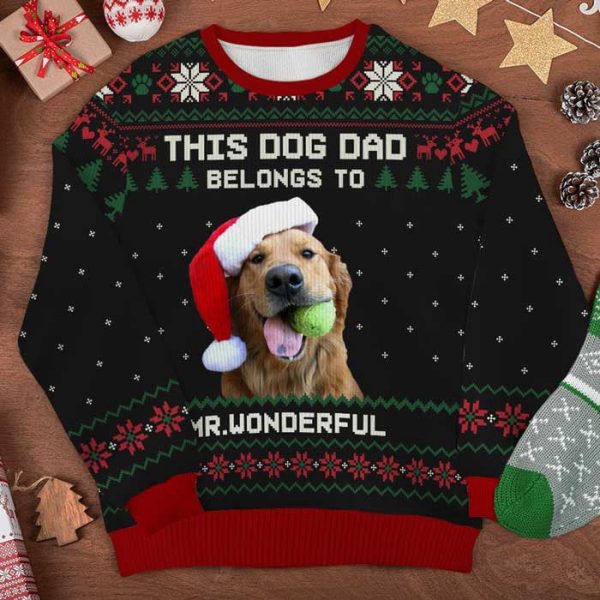 Persionalized Dog Christmas Ugly Sweater, Custom Photo Dog Sweater, Gift For Dog Owners
