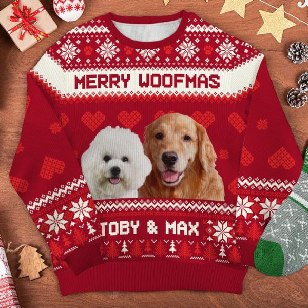 Persionalized Dog Christmas Ugly Sweater, Custom Photo Dog  Sweatshirt For Dog Owners