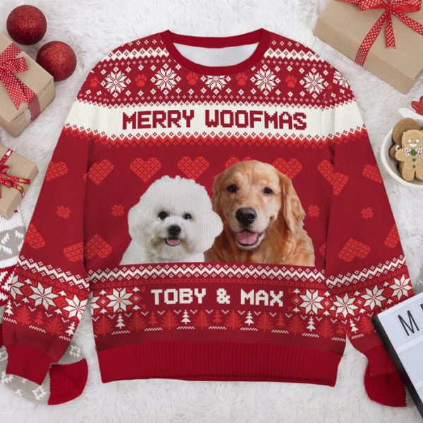 Persionalized Dog Christmas Ugly Sweater, Custom Photo Dog  Sweatshirt For Dog Owners