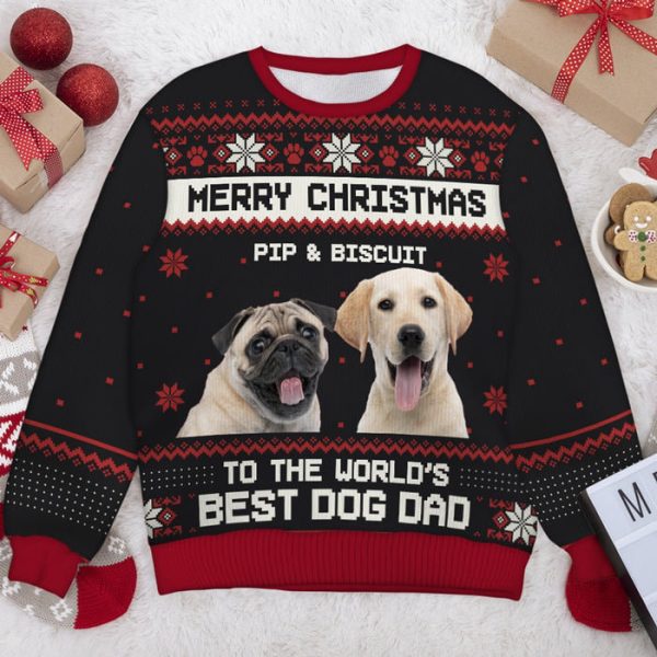 Persionalized Dog Christmas Ugly Sweater, Dog Ugly Christmas Sweatshirt For Dog Lovers