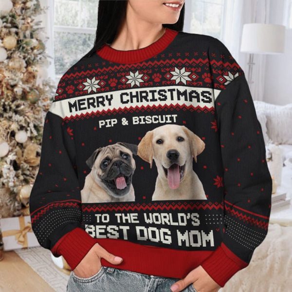Persionalized Dog Christmas Ugly Sweater, Dog Ugly Christmas Sweatshirt For Dog Lovers