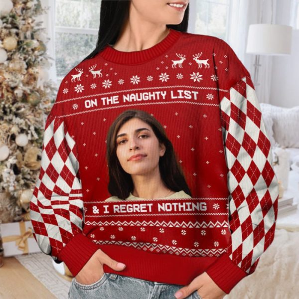Personalized Photo Christmas Ugly Sweatshirt, Custom Face Sweater, Gift For Couple