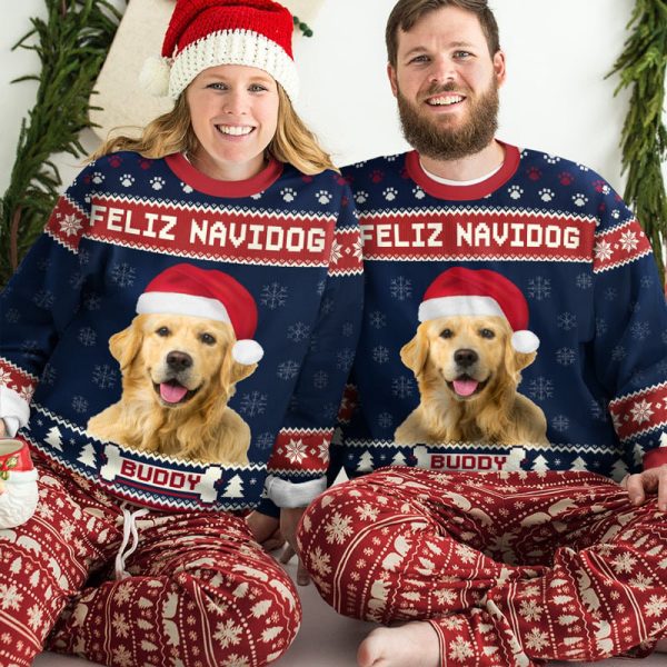 Persionalized Dog Christmas Ugly Sweater, Custom Sweatshirt Gift For Dog Lovers