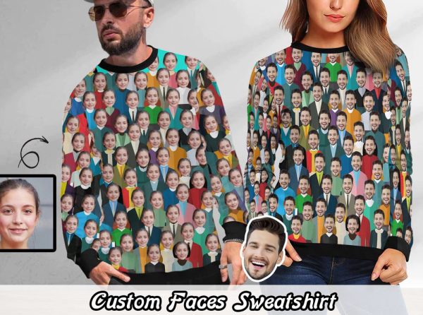Custom Sweatshirt With Face, Personalized Sweater With Photo For Men Women