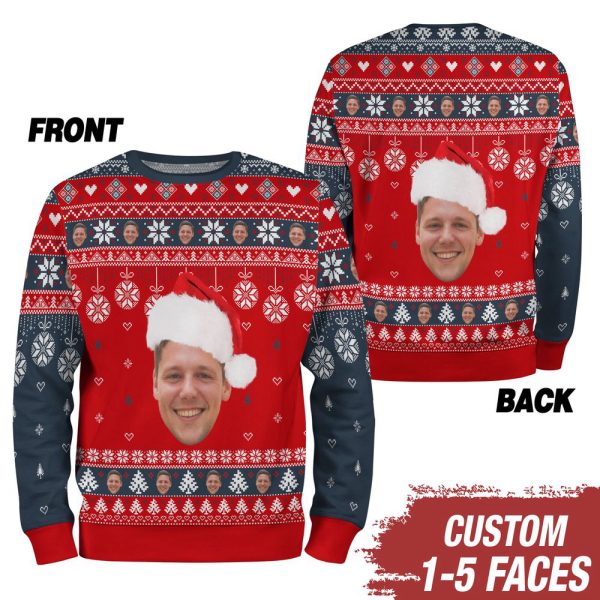 Custom Face Christmas Sweatshirt, Family Ugly Christmas Sweatshirt For Christmas