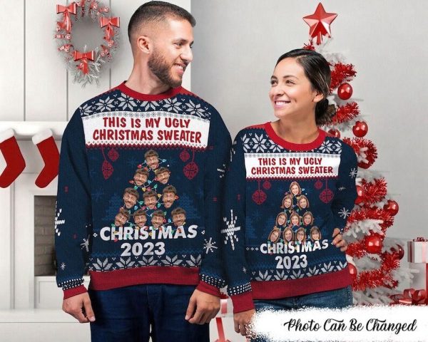 This Is My Ugly Sweater, Personalized Photo Ugly Sweater, Custom Face Sweater For Christmas