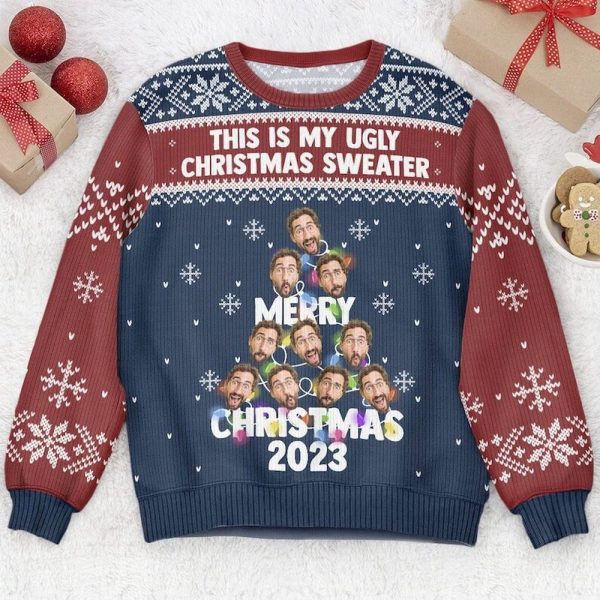 This Is My Ugly Sweater, Personalized Photo Ugly Sweater, Custom Face Sweater For Christmas