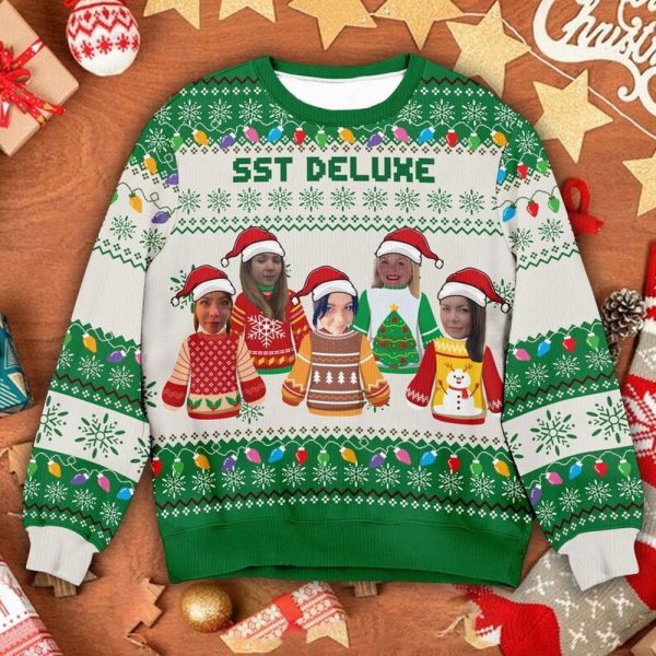 Custom Face Christmas Family Santa Claus, Personalized Family Photo Ugly Sweater For Family