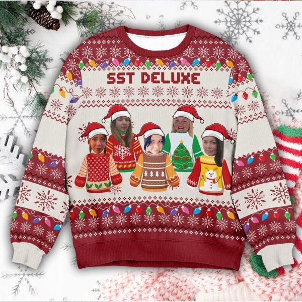 Custom Face Christmas Family Santa Claus, Personalized Family Photo Ugly Sweater For Family