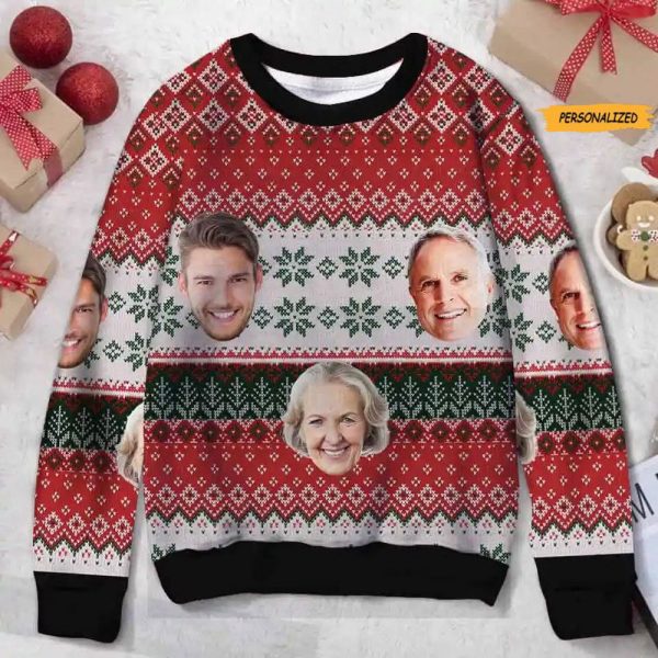 Custom Face Family Sweater, Personalized Custom Ugly Sweater, Christmas Gift For Family