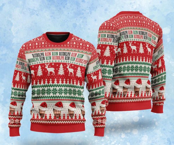 Custom Face Christmas Family Rudolph Reindeer, Custom Face Sweater For Men Women