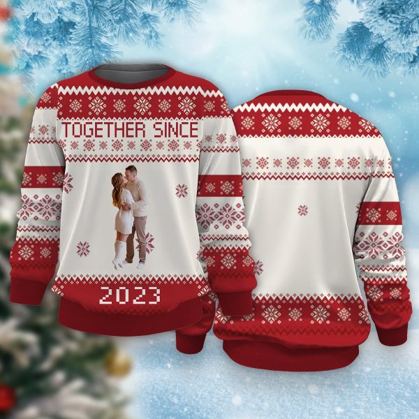 Together Since Custom Photo Christmas Sweatshirt, Custom Year Sweater, Gift For Couple