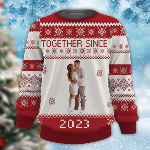 Together Since Custom Photo Christmas Sweatshirt, Custom Year Sweater, Gift For Couple