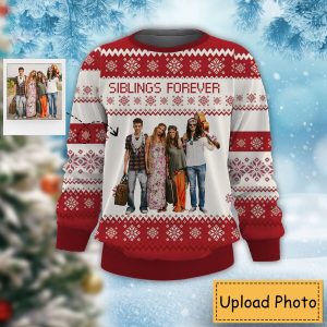 Siblings Forever Custom Photo Christmas Sweatshirt,…