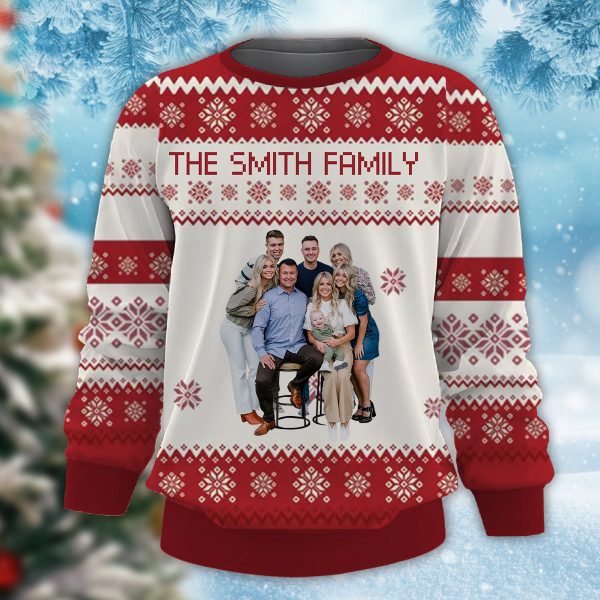 Custom Photo Ugly Christmas Sweaters, Ugly Sweater Personalized Funny Gift For Family