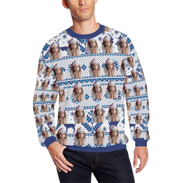 Custom Ugly Christmas Sweatshirt, Put Your Face on Custom Unisex Sweatshirt For Family